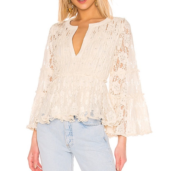 Alexis Tops - Alexis Tanisa Top in Beaded Ivory Lace